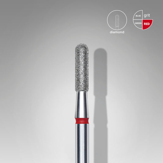 STALEKS Diamond nail drill bit rounded cylinder red EXPERT head diameter 2,3 mm / working part 8 mm